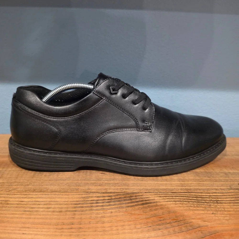 Nunn Bush Mens Wade Work Oxford Black Leather Slip‎ Resistant Shoes Size 11